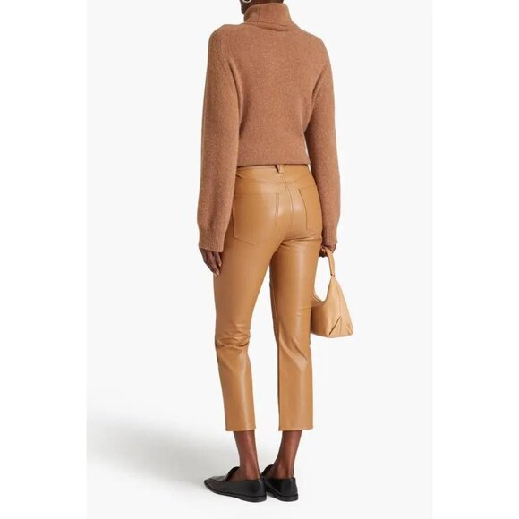 NWT Veronica Beard Carly Kick Flare Pants Vegan Leather in Camel Size 25 $348 - Picture 4 of 12